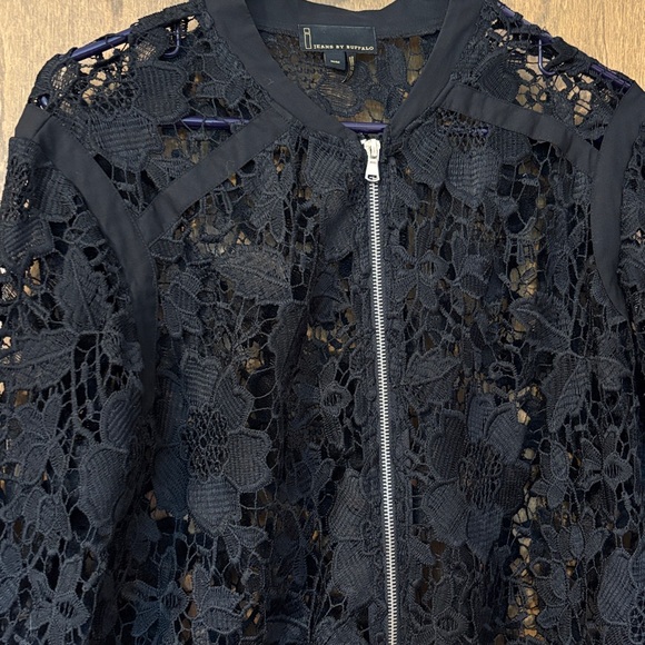 Buffalo David Bitton Black Lace Bomber Jacket - Picture 2 of 5